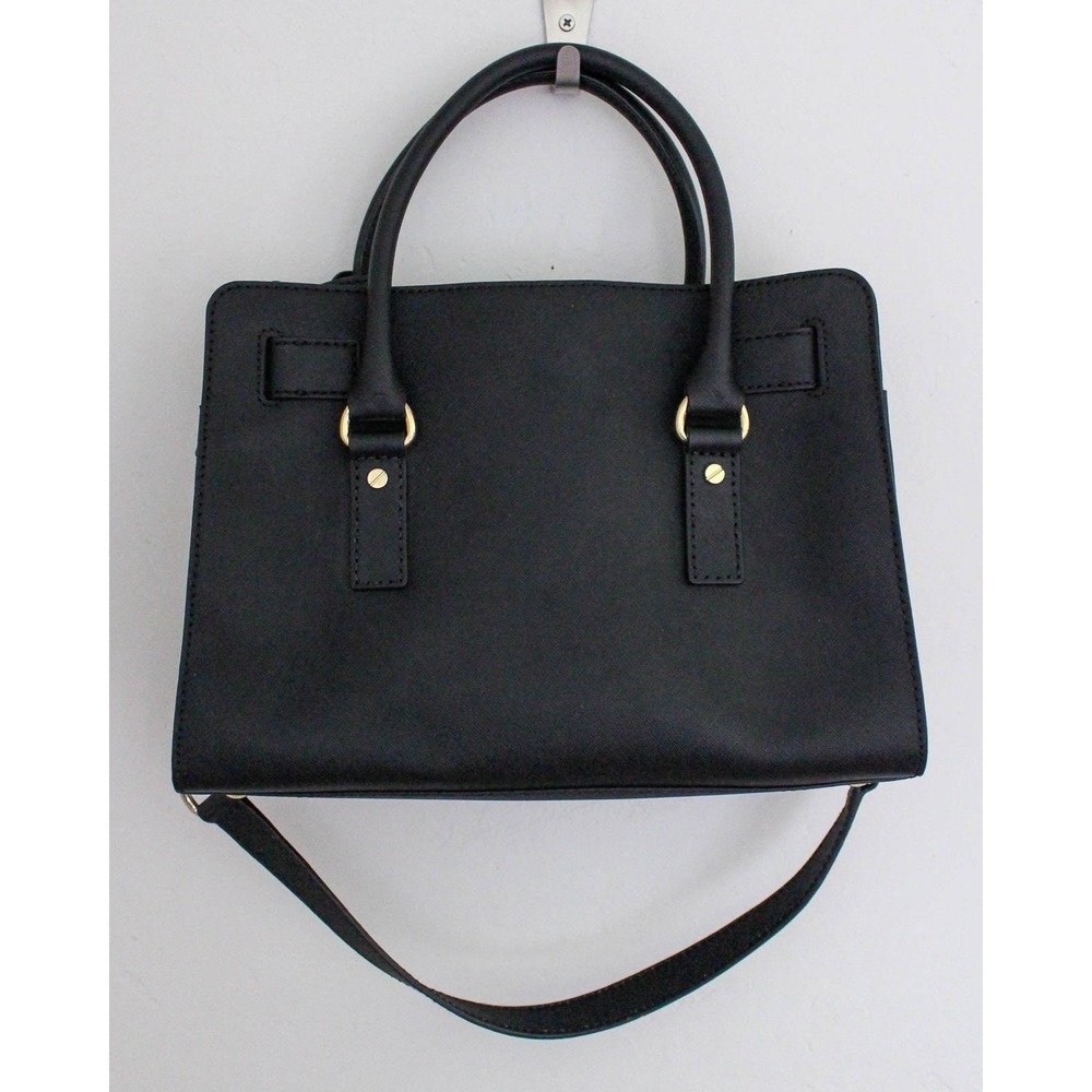 Michael Kors Hamilton East West Satchel Handbag Black Saffiano Leather Gold Tone - Picture 6 of 11